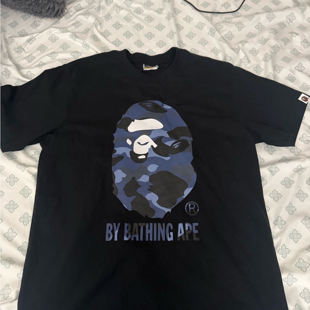 Bape Black and Blue Camo Ape Tee